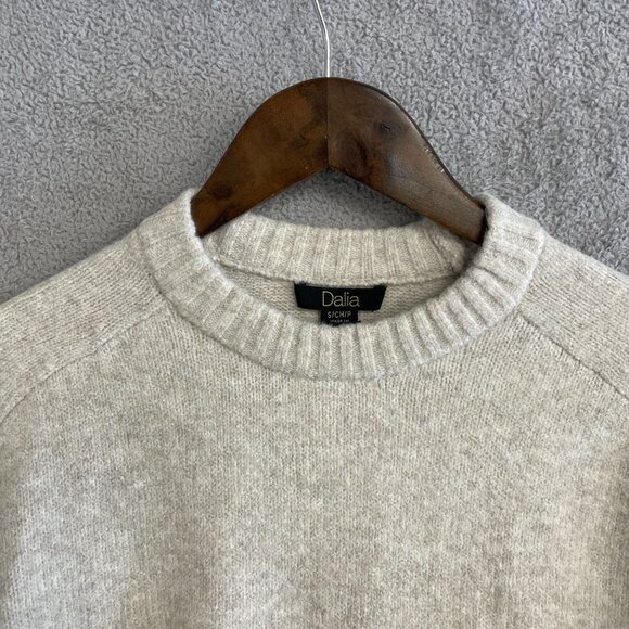 NWOT Dalia Women's Beige Wool Blend Midi Sweater Dress S Crewneck - Picture 7 of 9